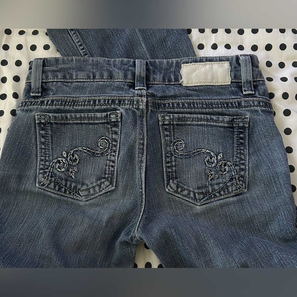 Y2K low rise boot cut embroidered jeans